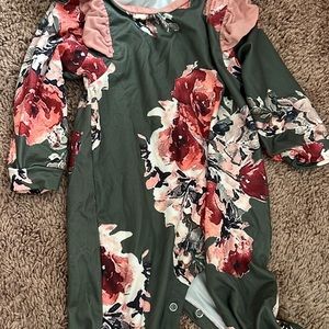 Pink and Red Tiered Sundress with Puff Sleeves